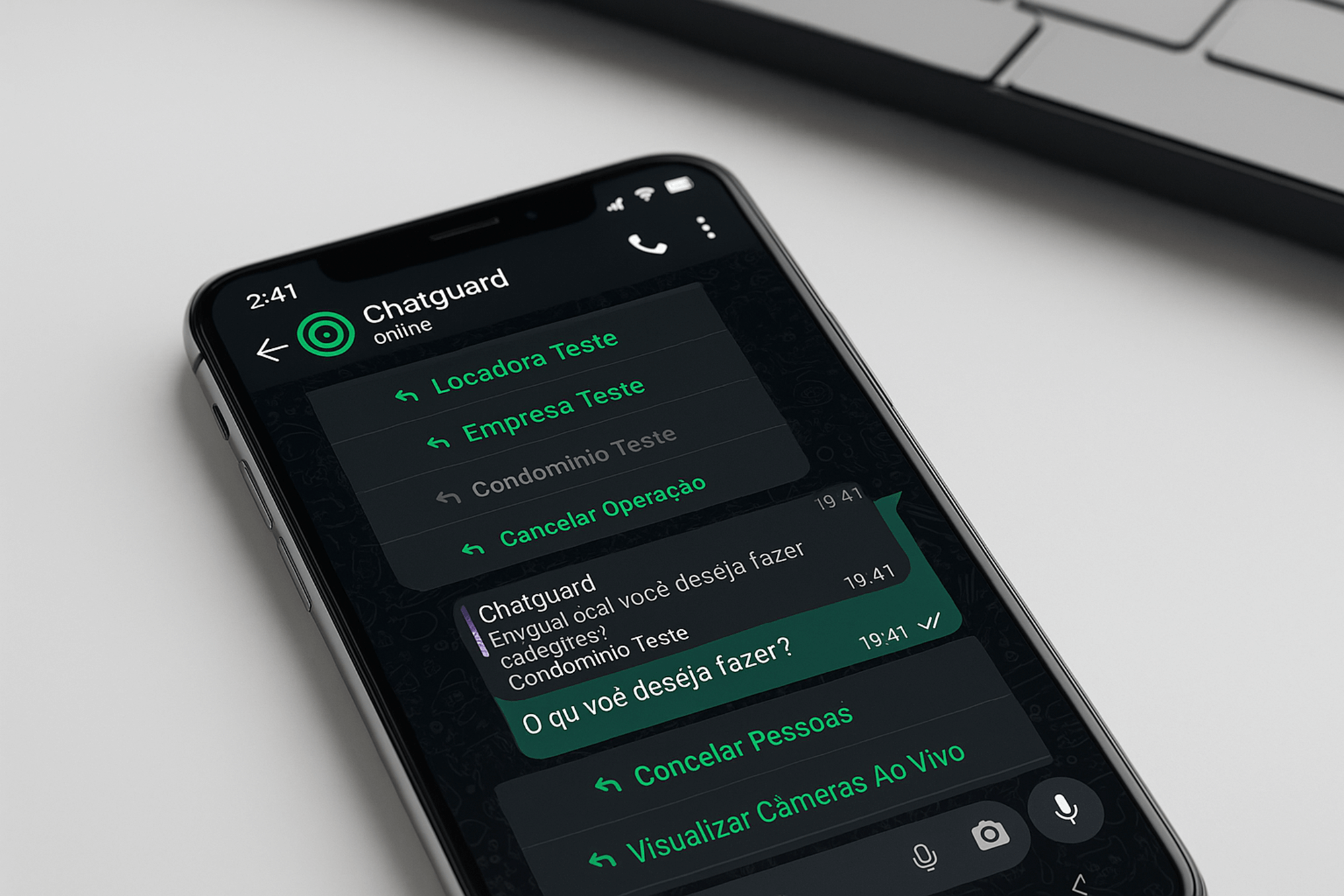 Demonstração do bot Chatguard no WhatsApp